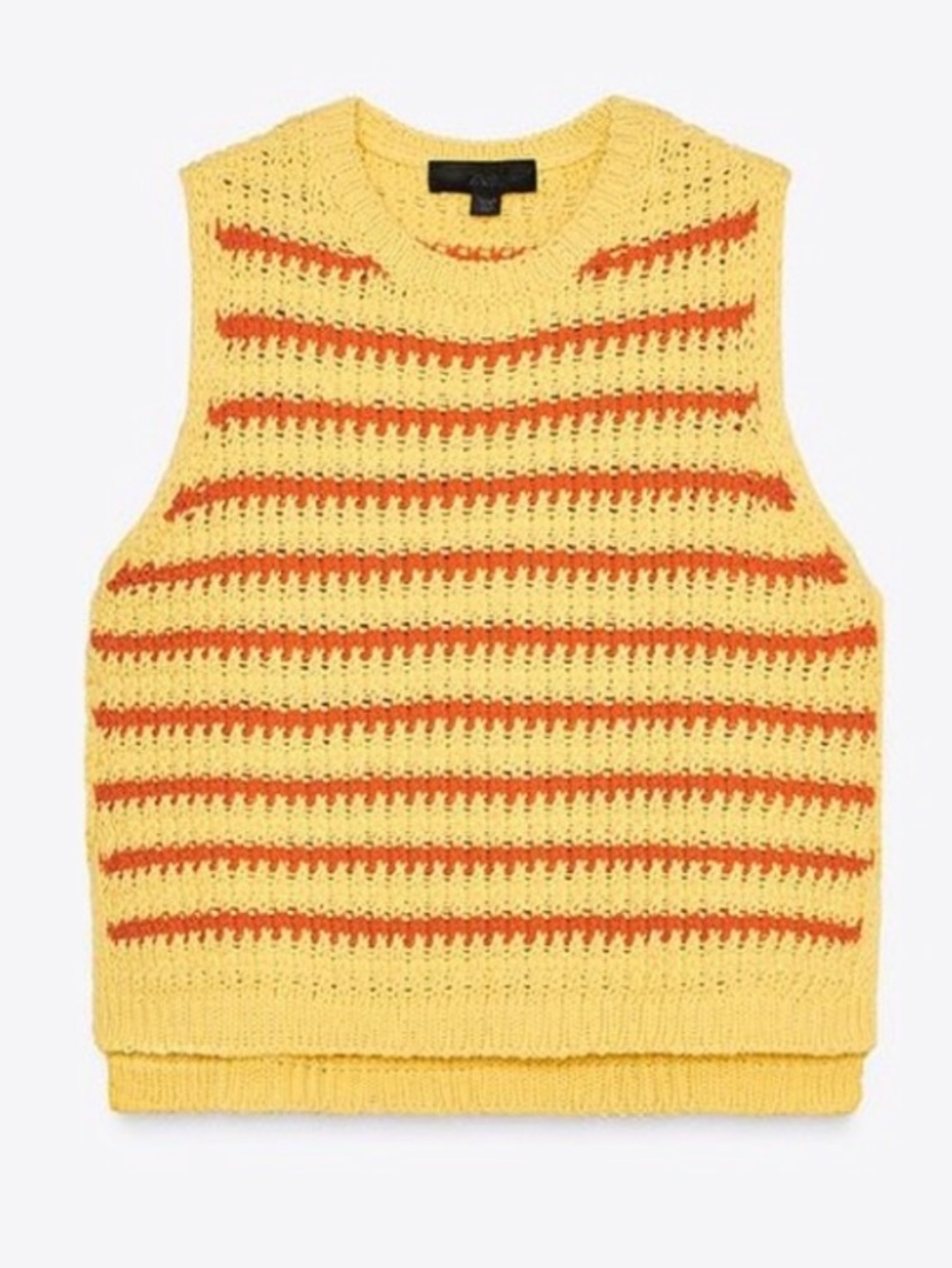 Zara Yellow and Orange Cropped Knit Tank Top
